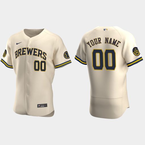 Custom Milwaukee Brewers Cream Flex Base 2020 Alternate Jersey