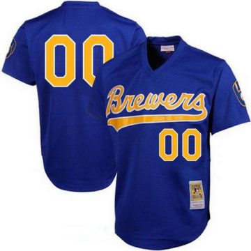 Custom Milwaukee Brewers Light Blue Mesh Batting Practice Throwback Cooperstown Collection Baseball Jersey
