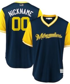 Custom Milwaukee Brewers Navy 2018 Players' Weekend Cool Base Jersey