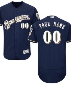 Custom Milwaukee Brewers Navy Flex Base Baseball Jersey