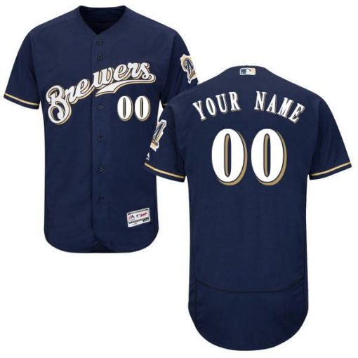 Custom Milwaukee Brewers Navy Flex Base Baseball Jersey