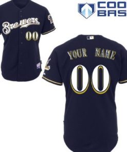 Custom Milwaukee Brewers Navy Blue Jersey