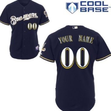 Custom Milwaukee Brewers Navy Blue Jersey