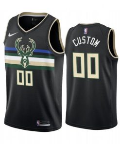 Custom Milwaukee Bucks Black 2019-20 Statement Edition Nba Jersey