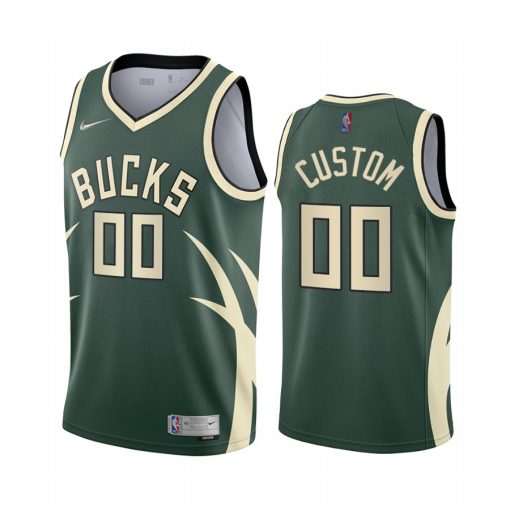 Custom Milwaukee Bucks Green Swingman 2020 21 Earned Edition Jersey