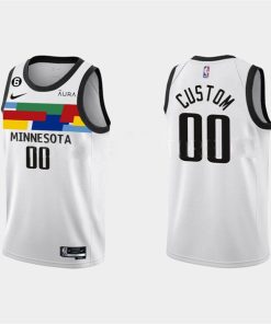 Custom Minnesota Timberwolves Active Player 2022-23 White City Edition Stitched Basketball Jersey