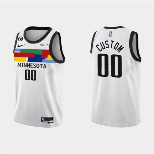 Custom Minnesota Timberwolves Active Player 2022-23 White City Edition Stitched Basketball Jersey