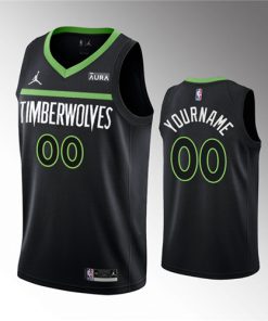 Custom Minnesota Timberwolves Active Player Black Statement Edition Stitched Jersey