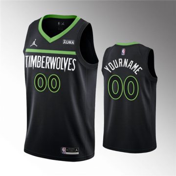 Custom Minnesota Timberwolves Active Player Black Statement Edition Stitched Jersey