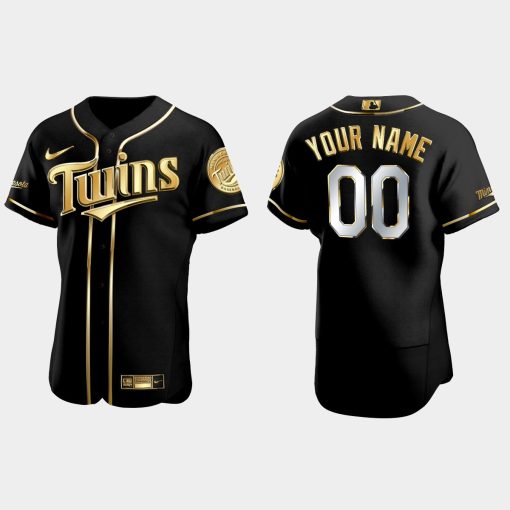 Custom Minnesota Twins Golden Edition Flex Base Jersey Black