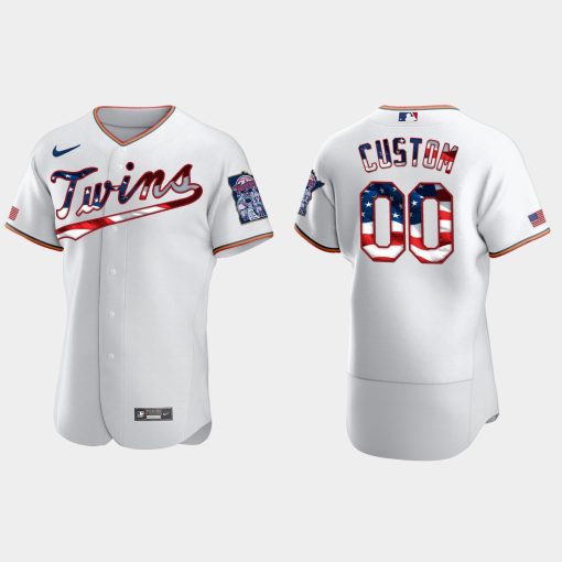 Custom Minnesota Twins 2020 Stars Stripes 4th Of July Jersey White