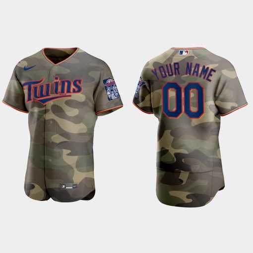 Custom Minnesota Twins 2021 National Armed Forces Day Flex Base Jersey Camo