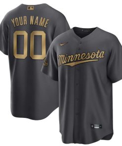 Custom Minnesota Twins Active Player Charcoal 2022 All-star Cool Base Stitched Baseball Jersey