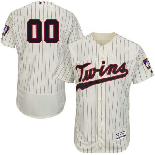 Custom Minnesota Twins Cream Stripe Stitched Flex Base Jersey