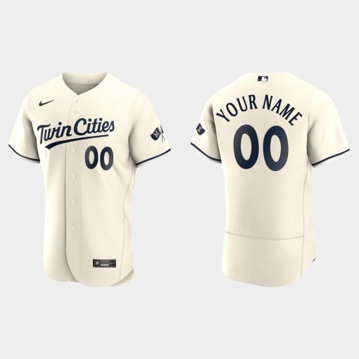 Custom Minnesota Twins Flex Base Jersey Cream