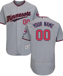 Custom Minnesota Twins Gray Road Flex Base Collection Jersey