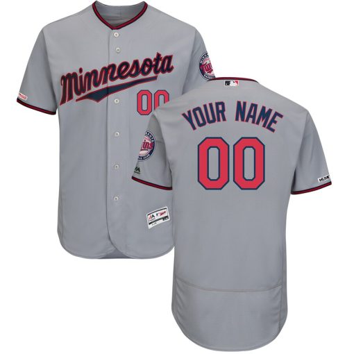 Custom Minnesota Twins Gray Road Flex Base Collection Jersey