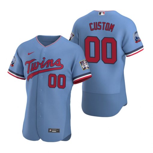 Custom Minnesota Twins Blue Stitched Flex Base Jersey