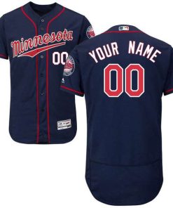 Custom Minnesota Twins Navy Stitched Flex Base Jersey