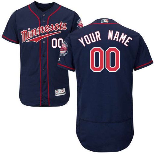 Custom Minnesota Twins Navy Stitched Flex Base Jersey