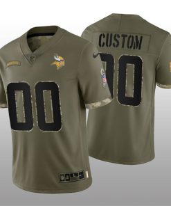 Custom Minnesota Vikings Active Player 2022 Olive Salute To Service Limited Stitched Jersey