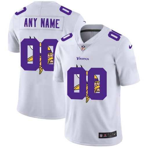 Custom Minnesota Vikings White Team Big Logo Vapor Untouchable Limited Jersey