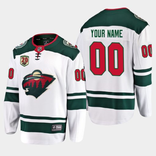 Custom Minnesota Wild 2020-21 20th Anniversary Away White Jersey