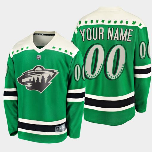 Custom Minnesota Wild 2021 St Patrick's Day Green Jersey