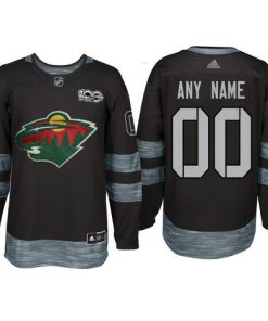 Custom Minnesota Wild Black 1917 2017 100th Anniversary Jersey