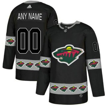 Custom Minnesota Wild Black Team Logos Fashion Jersey