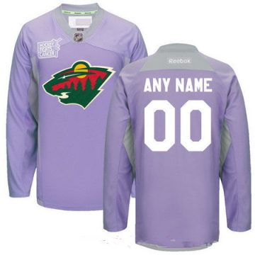 Custom Minnesota Wild Purple Pink Hockey Fights Cancer Practice Jersey