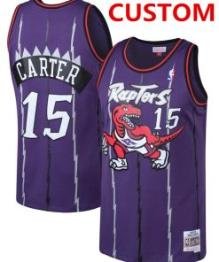 Custom Mitchell And Ness Toronto Raptors Purple Throwback Jersey