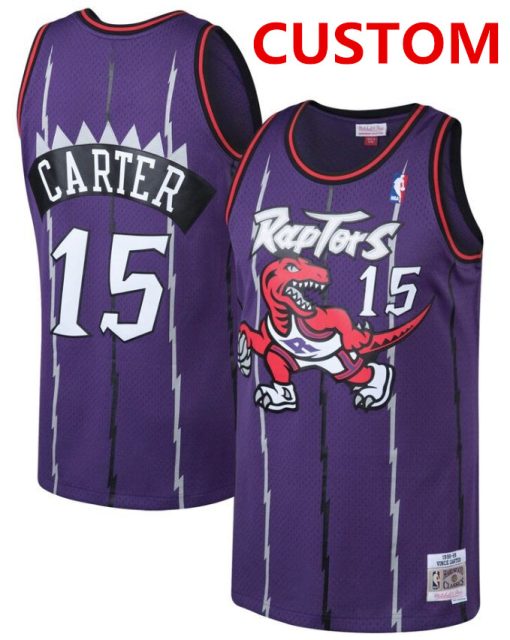 Custom Mitchell And Ness Toronto Raptors Purple Throwback Jersey