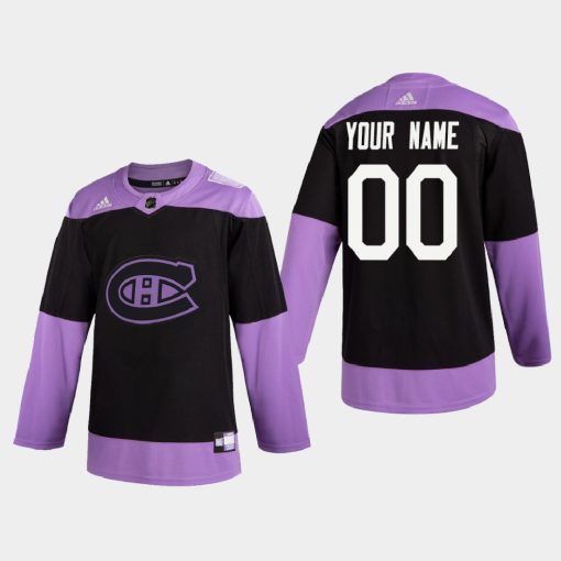 Custom Montreal Canadiens 2020 Hockey Fights Cancer Practice Black Jersey