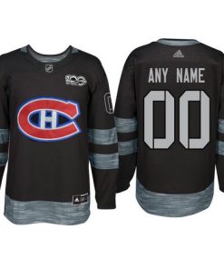 Custom Montreal Canadiens Black 1917 2017 100th Anniversary Jersey
