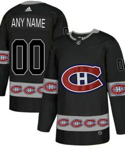 Custom Montreal Canadiens Black Team Logos Fashion Jersey