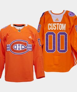 Custom Montreal Canadiens Indigenous Celebration Night Orange Warmup 2022 Jersey