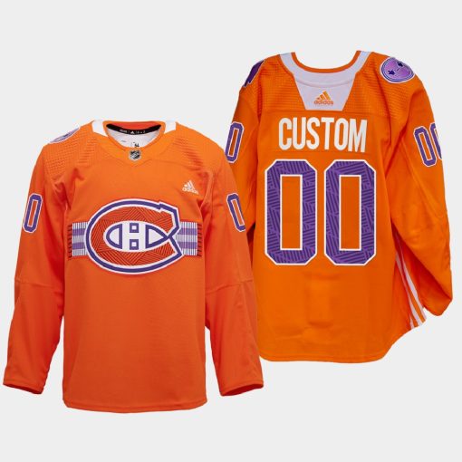 Custom Montreal Canadiens Indigenous Celebration Night Orange Warmup 2022 Jersey