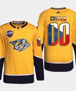 Custom Nashville Predators 2022 Global Series Gold Czech Republic Challenge Jersey