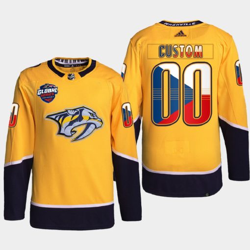 Custom Nashville Predators 2022 Global Series Gold Czech Republic Challenge Jersey