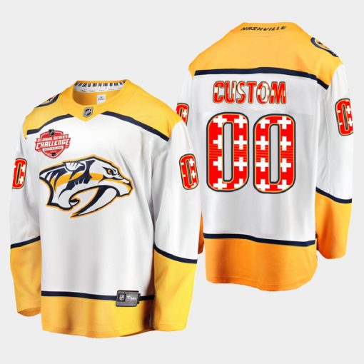 Custom Nashville Predators 2022 Global Series White Switzerland Challenge Jersey