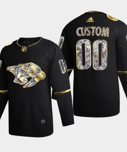 Custom Nashville Predators 2022 Stanley Cup Playoffs Black Diamond Edition Jersey