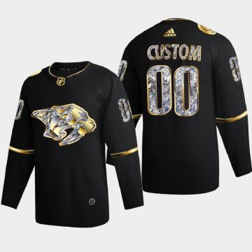 Custom Nashville Predators 2022 Stanley Cup Playoffs Black Diamond Edition Jersey