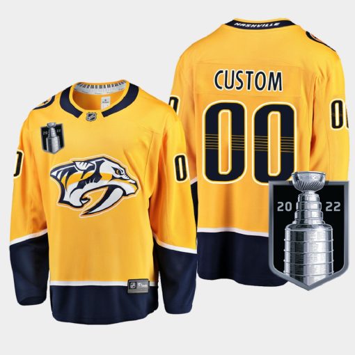 Custom Nashville Predators 2022 Stanley Cup Playoffs Gold Home Jersey