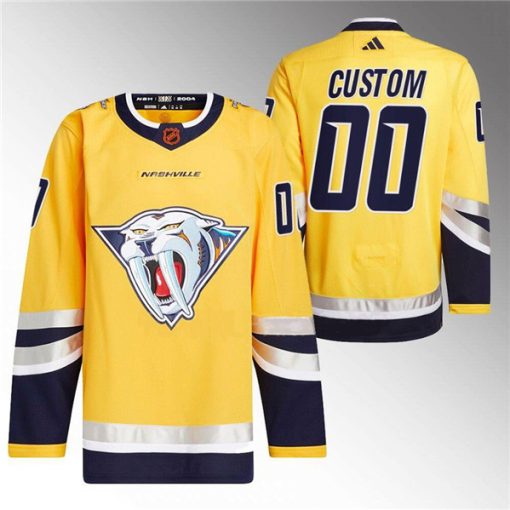 Custom Nashville Predators Gold 2022-23 Reverse Retro Stitched Jersey