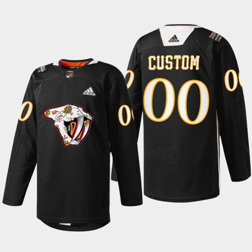 Custom Nashville Predators Hispanic Heritage 2022 Black Jersey Warmup