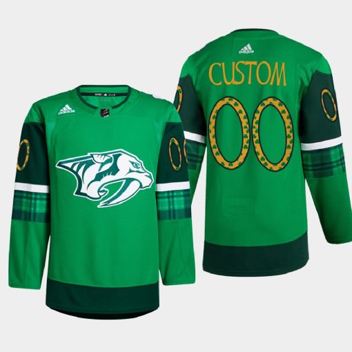 Custom Nashville Predators St Patricks Day Green Warm-up 2022 Jersey