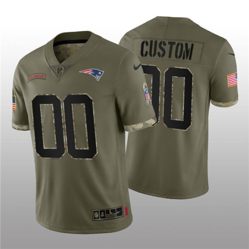 Custom New England Patriots Active Player 2022 Olive Salute To Service Limited Stitched Jersey