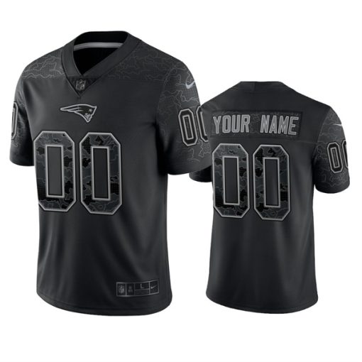 Custom New England Patriots Active Player Black Reflective Limited Stitched Football Jersey