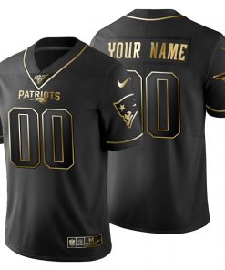 Custom New England Patriots Black Golden Limited 100 Jersey
